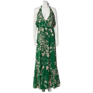 Borgo de Nor Women’s Floral Maxi Ruffle Crossback Dress. Green size 6.